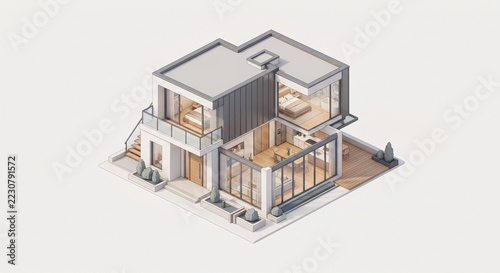 3D Isometric Modern House Project