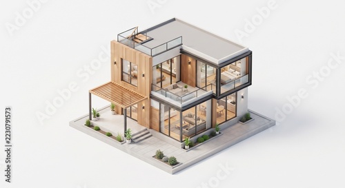 3D Isometric Modern House Project