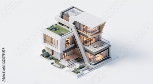 3D Isometric Modern House Project