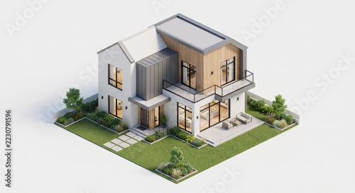 3D Isometric Modern House Project