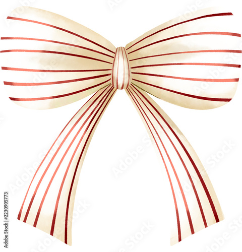 Fine Red Line Ribbon Bow with Split Tails