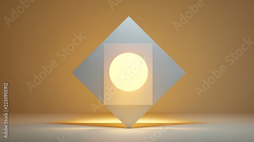 Solar panel presented as a clean geometric form symbolizing modern energy, minimal studio environment with empty space emphasizing structure, soft even lighting with subtle gradients, centered shot wi
