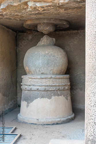 Amba-Ambika group of caves, a rock-cut caves of The Manmodi or Manmukud Caves complex, an unfinished Chaitya-cave and a number of ruined cells and viharas, Junnar, Pune, Maharashtra, India.