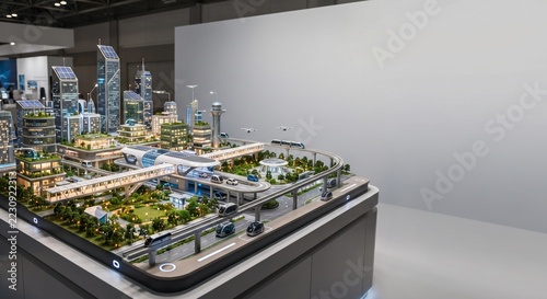 Smart City Miniature Model Highlighting Sustainable Urban Planning Autonomous Mobility and Green Infrastructure