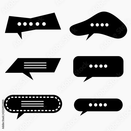 Silhouette speech bubbles isolated on white background