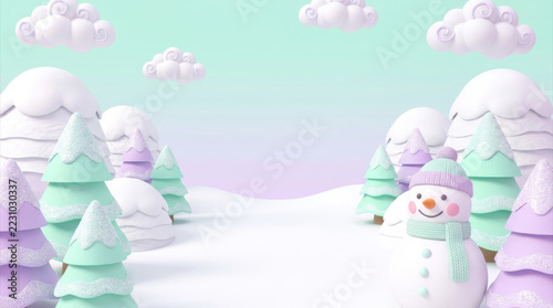 Cute 3D Snowman and Polar Bear Happy Holidays