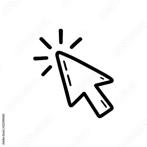 Mouse Cursor Click Arrow Hand Drawn Black and White Doodle Icon