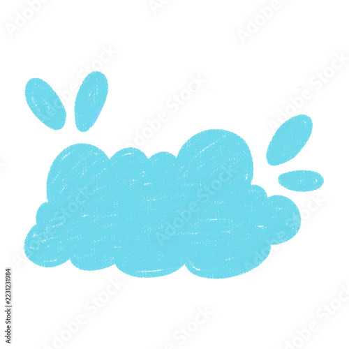Speech Bubble in Blue Color with Crayon Textured