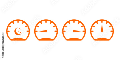 Collection of Speedometer Icons and Rest-Period Icons