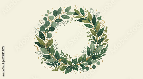 Illustration leaf wreath concept illustration with colorful elements for creative decoration and seasonal celebration isolated background
