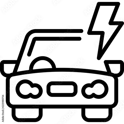 electric car outline style icon vector illustration