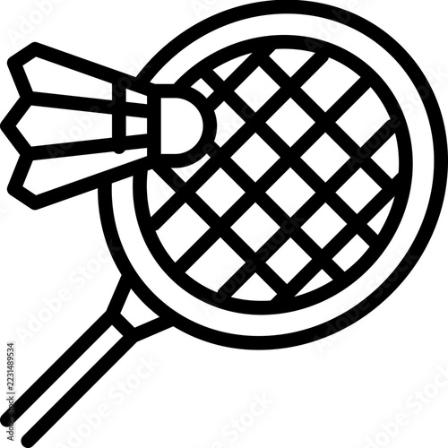 badminton racket and shuttlecock outline style representative for sport.