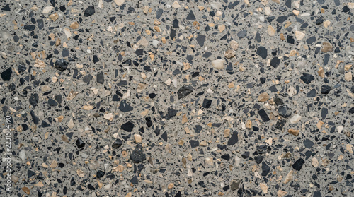 Polished Grey Terrazzo Texture Stone Aggregate Pattern Background