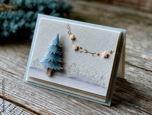 Warm Ivory Sky with Hand-painted Christmas Night and Coffee