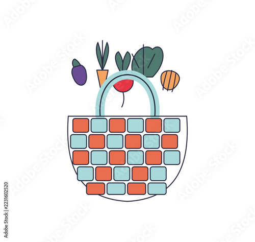 Professional Modern Eco Shopping Bag Vector With Market Vegetables