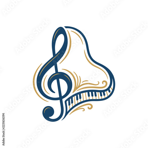Elegant Treble Clef and Piano Keyboard Design.
