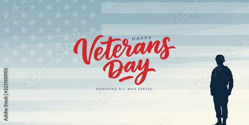 happy veterans day greeting with clean background