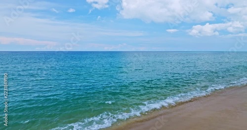 Beautiful sea summer landscape, Waves sea water surface High quality video Bird's eye view, Drone top view waves seashore background