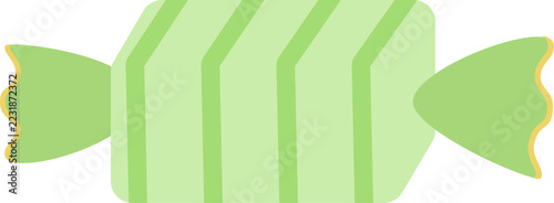 黄緑色のストライプ柄の包み紙キャンディーイラスト / Light green striped wrapped candy illustration