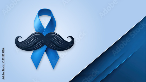ruban bleu et moustache symbolisant la campagne movember contre le cancer de la prostate