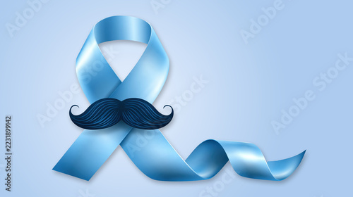 Ruban bleu et moustache symbolisant le mouvement movember pour la santé masculine
