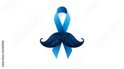Movember avec ruban bleu et moustache symbolisant la santé masculine