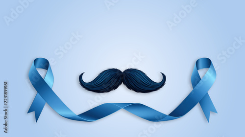 ruban bleu et moustache symbolisant movember et la santé masculine en novembre