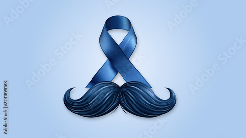 Ruban bleu et moustache symbolisant le mois de la santé masculine movember