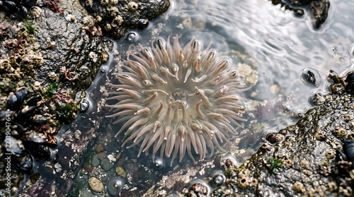 Sea anemone in a shallow rocky tide pool