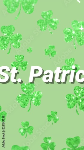Vertical video: On start clovers sparkling, white text St
