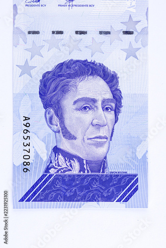 A high-resolution macro shot showcasing a segment of the(500 Mil) Venezuelan Bolívares Soberanos banknote, issued in September 2020.
