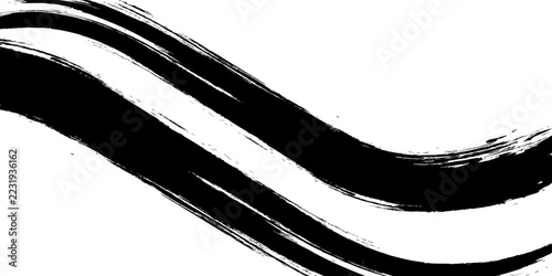 Black and White Dynamic Wavy Grunge Ink Brush Stroke Background for Sports Banner
