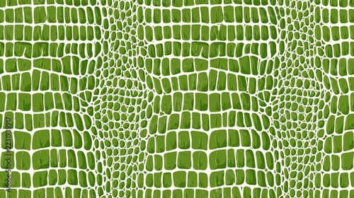 Green and White Crocodile Skin Seamless Vector Pattern