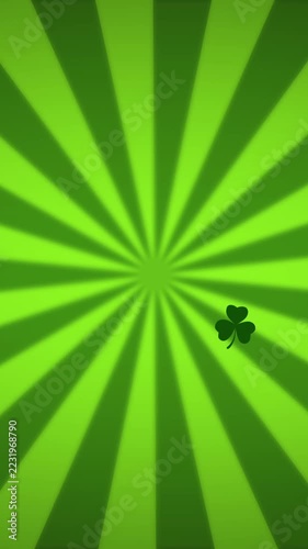 Vertical video: After sunburst pausing, dark clover drifting on arcing paths, making loop rhythm
