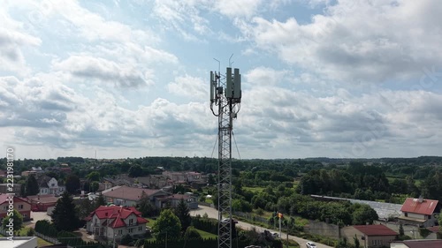 Telecommunications Tower With Antennas for Mobile Network Connectivity