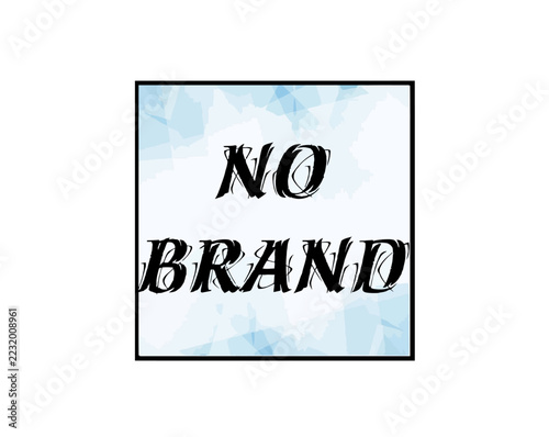 No brand text with black brush lettering on a light blue geometric background