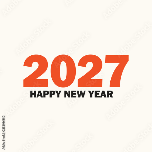 Happy New Year 2027 web banner corporate identity. 2027 typography logo with Dark gold numbers on a light background holiday greeting card. Vector template design.