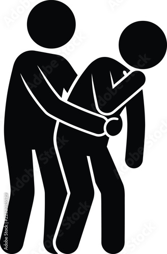 Obraz na plátně Person performing heimlich maneuver on choking victim for emergency life saving