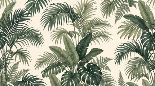 Lush Emerald Fronds Creating a Sophisticated Botanical Pattern