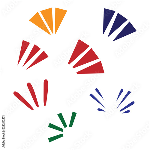 hand drawn colorful emphasis doodle set, colorful burst lines collection and attention marks vector