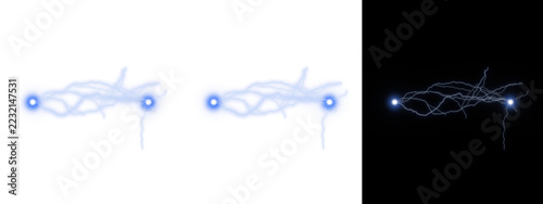 Obraz na plátně Electric Arc Discharge Between Two Glowing Electrodes with Blue Lightning on Tra