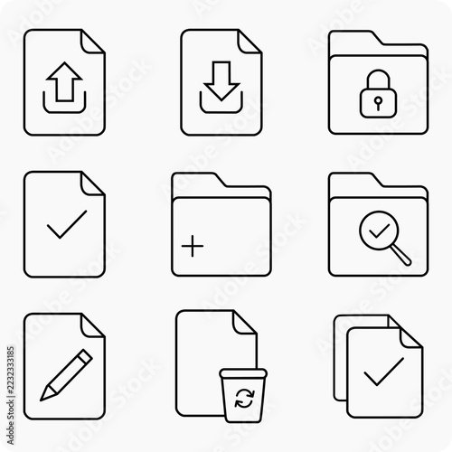 Document and folder icons isolated on transparent background