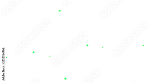Fotografie Minimalist composition with bright green circular orbs arranged in a random patt