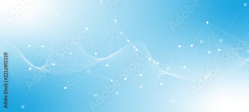 Abstract tech network connection with dots lines and wave.  abstract christmas background