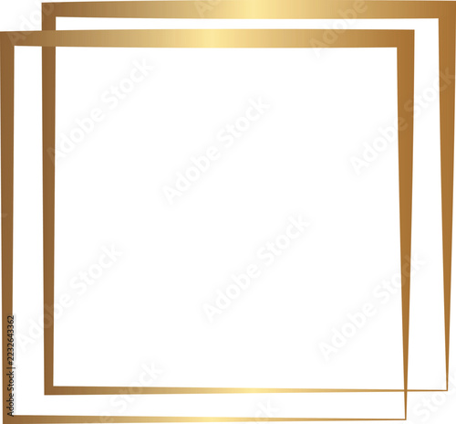 golden square decorative frame isolated on transparent background