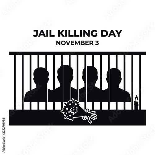 Jail Killing Day Bangladesh November 3 Memorial Vector Illustration with Four Leaders Silhouette