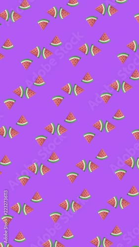 Vertical video: Timed tiled motifs cycling on purple canvas, rotating, scaling, forming wallpaper