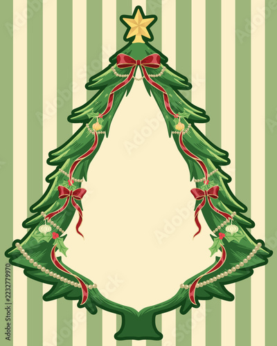 christmas tree frame card template 