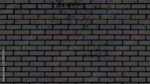 Grunge brick wall video background featuring digital glitch interference and retro VHS noise overlay footage