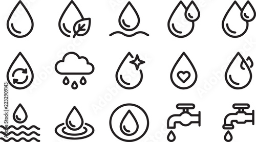Water drops icon set 